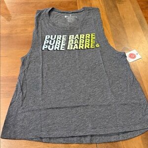 Pure Barre Heather Gray Tee with Blue and Lime Logo